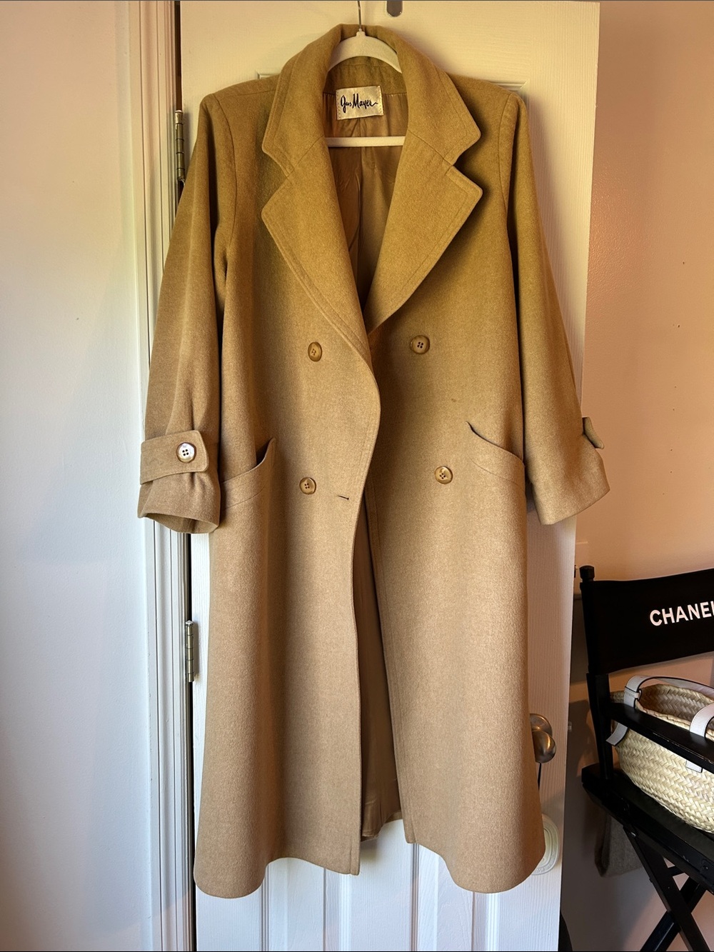 Classic Double-Breasted 100% Camel Hair Trench Coat by Fleurette for Gus Mayer